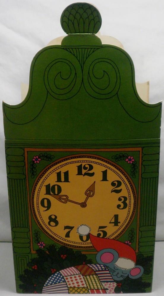 Vintage Petitote Christmas Gift Box EMPTY Sleeping Mouse Under Clock