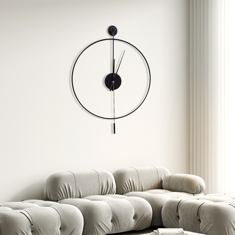 20" Modern Large Metal Wall Clock Non-Numeric Silent Wall Clock & Pendulum