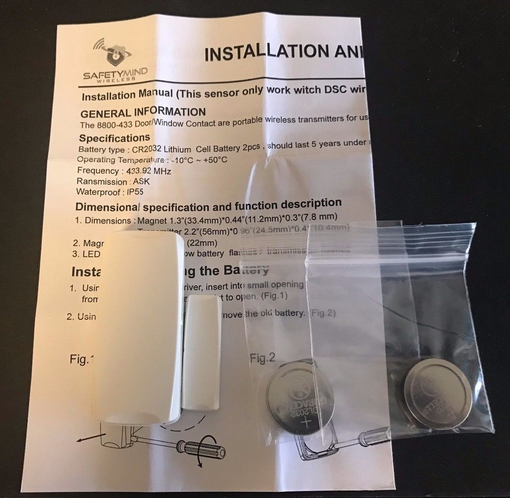 New "40" Safetymind Wireless 8800-433 Wireless Micro Sensor Compatibale DSC