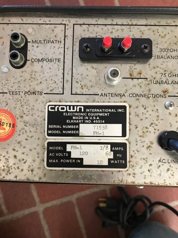 Crown FM-1 Audio FM Tuner Nice Used Working Condition!