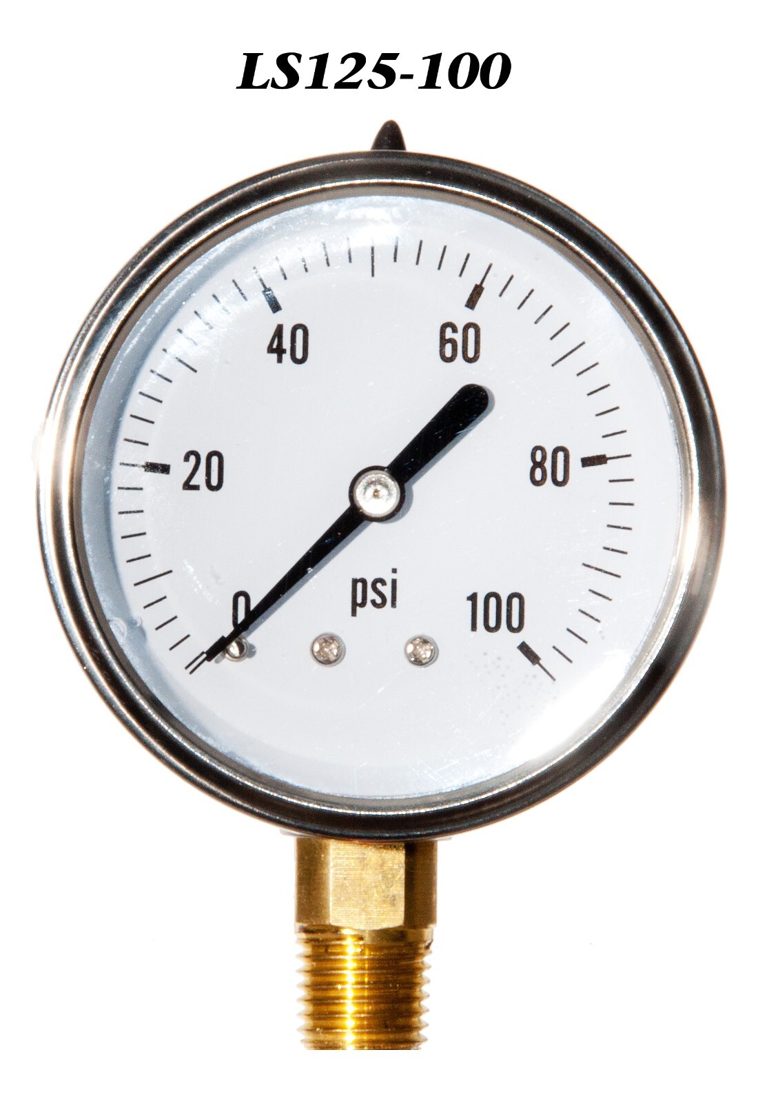 Pressure Gauge 0-100 PSI, Liquid Filled 2.5” Stainless Steel  1/4"  NPT LM