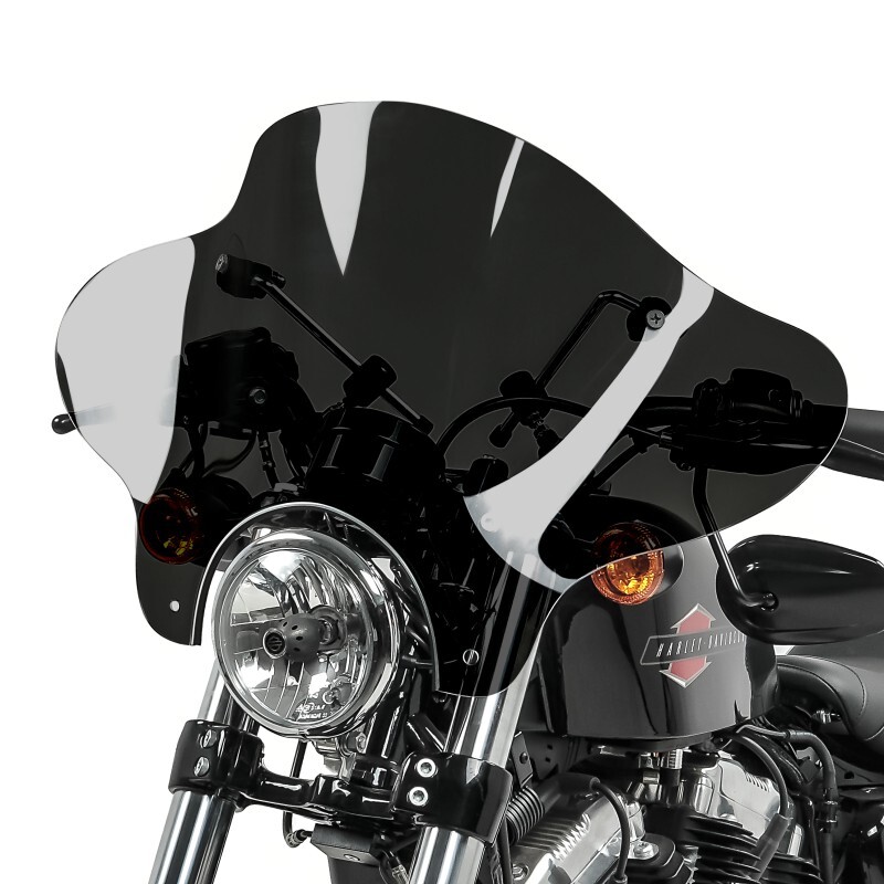 Windshield Batwing + 4-Point Mounting Kit for Custom Bikes dark smoke