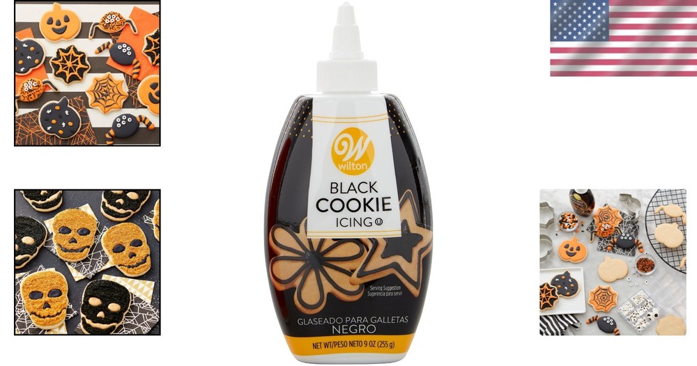 Control Your Designs with Fast-Drying Black Cookie Icing, 7.5 oz Squeeze Bottle