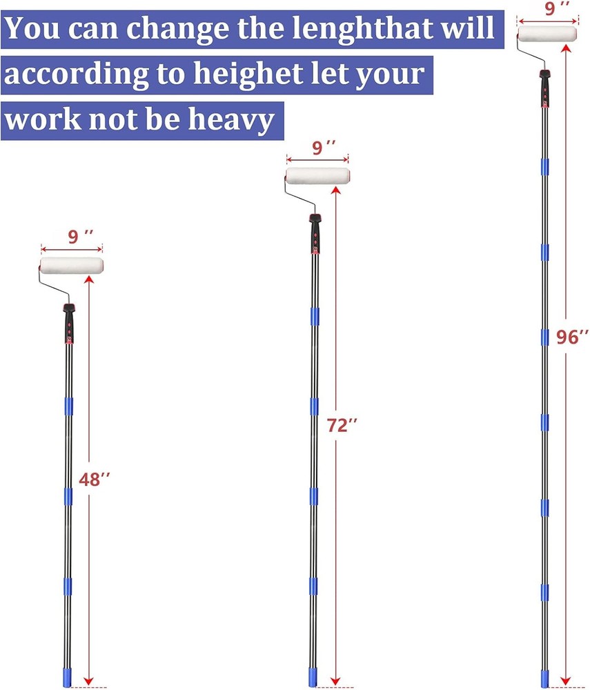 FLY HAWK Paint Roller,4 FT Brush kit Multi-Function Paint Roller kit with House