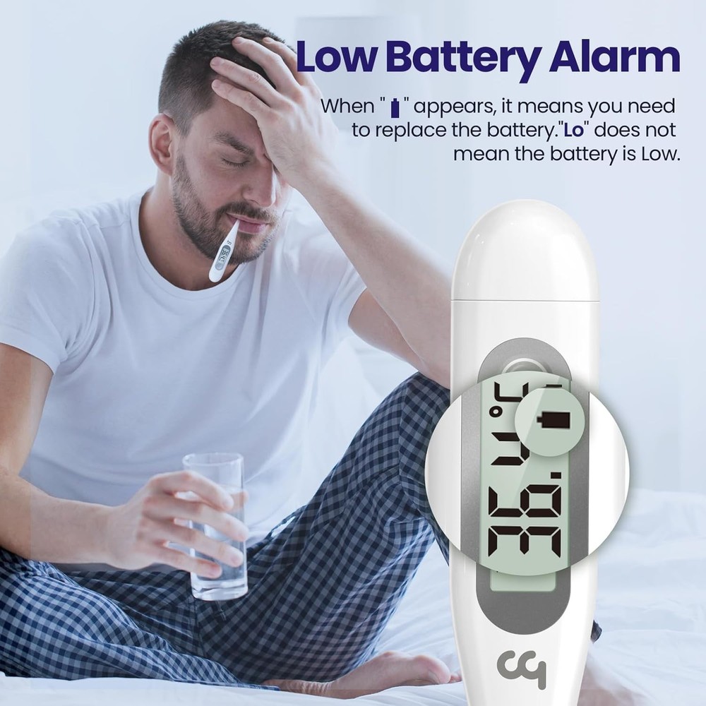 Portable Digital Thermometer with Waterproof Tip & Memory Function for All Ages