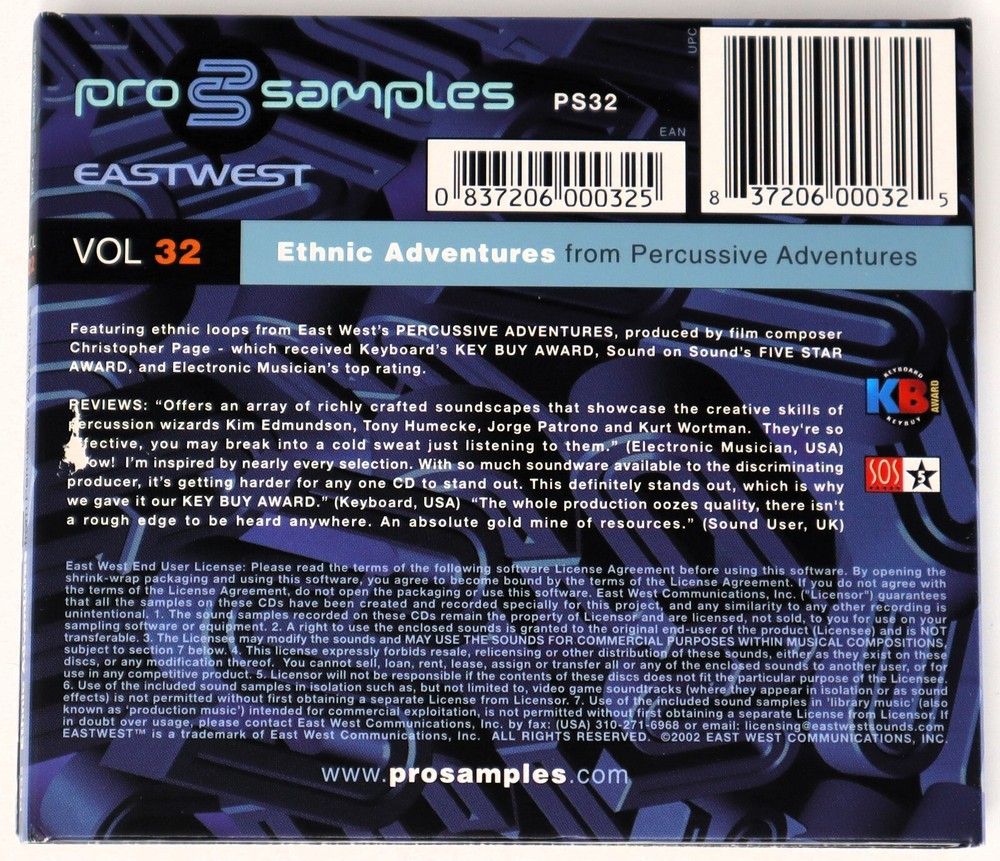 East West Pro Samples 32 Ethnic Adventures Sample/Sound Library/Sampling 2 CD