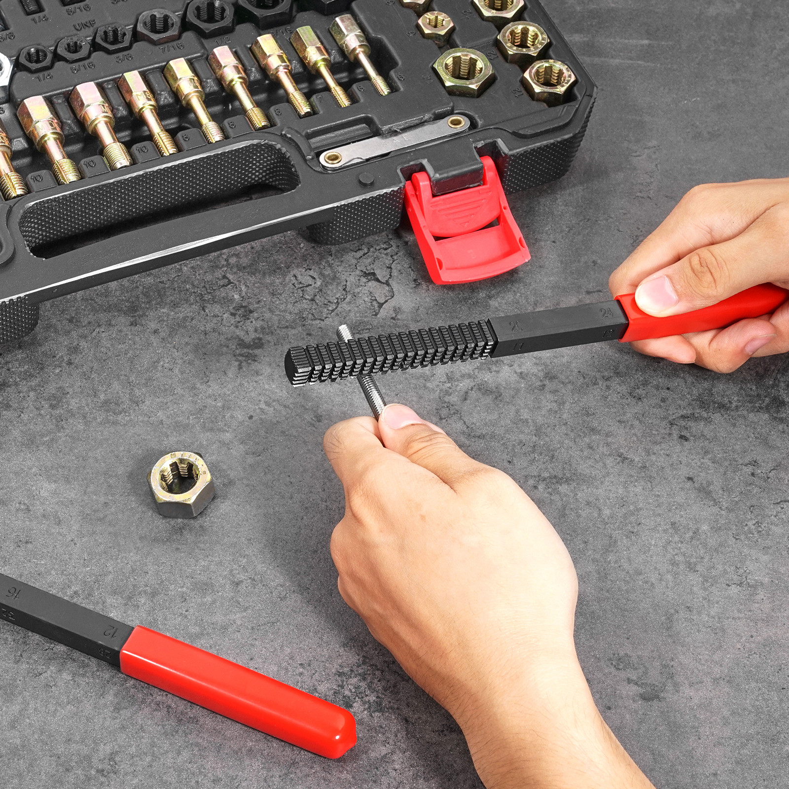 VEVOR 61PCS Thread Chaser Set UNC UNF Metric Thread Restorer Tool Rethreading