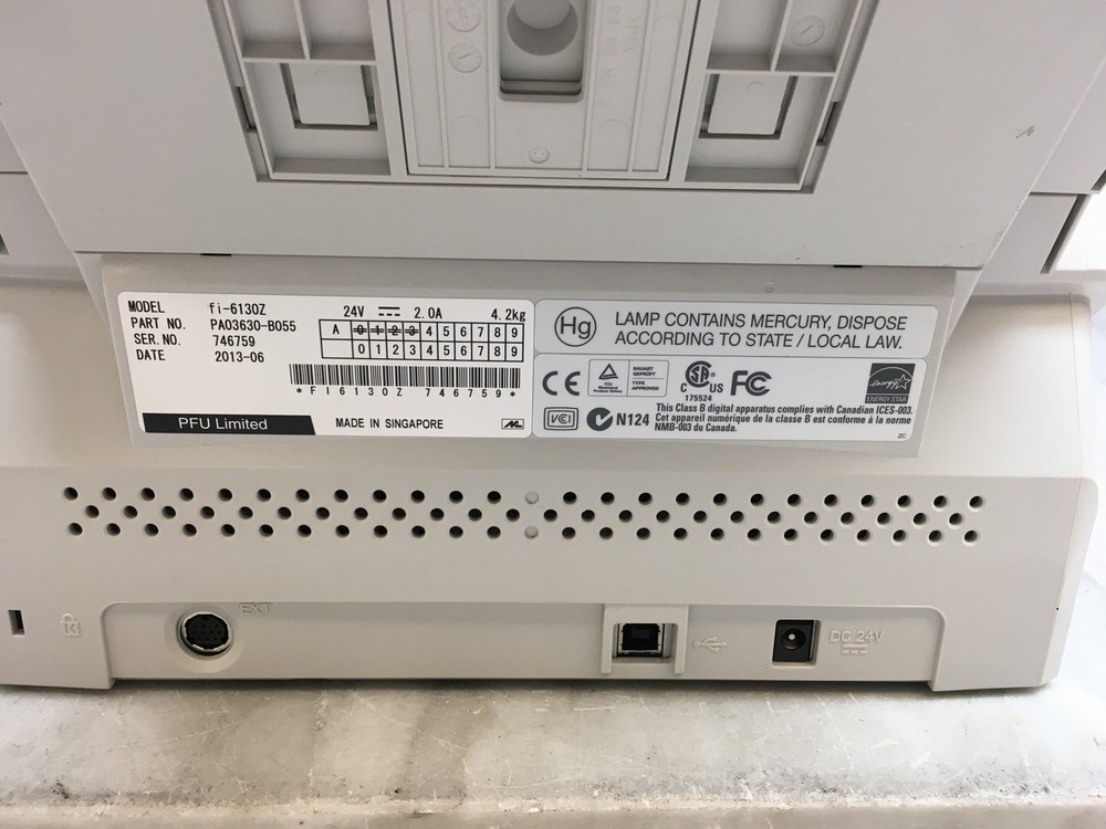 Fujitsu Fi-6130z Color Duplex Document Scanner No Power Supply