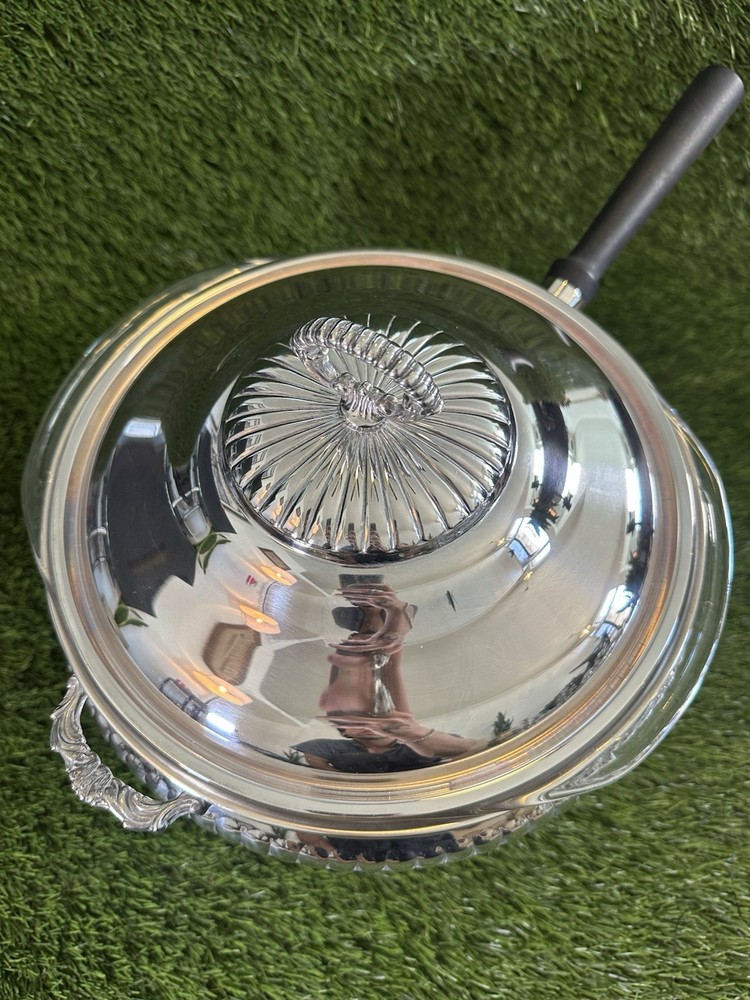 Vintage Reed & Barton Silverplate Chafing Dish Pyrex Liner Burner Stand
