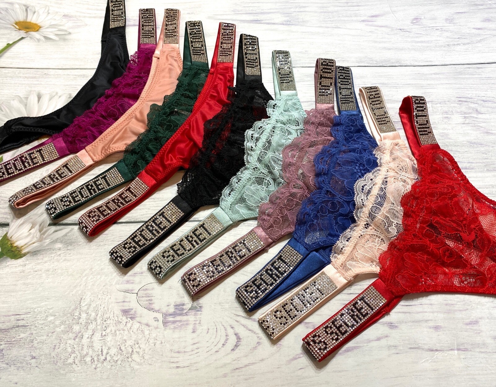 Victoria's Secret Shine Strap Thong Bling Very Sexy Panty Rhinestone All Sizes