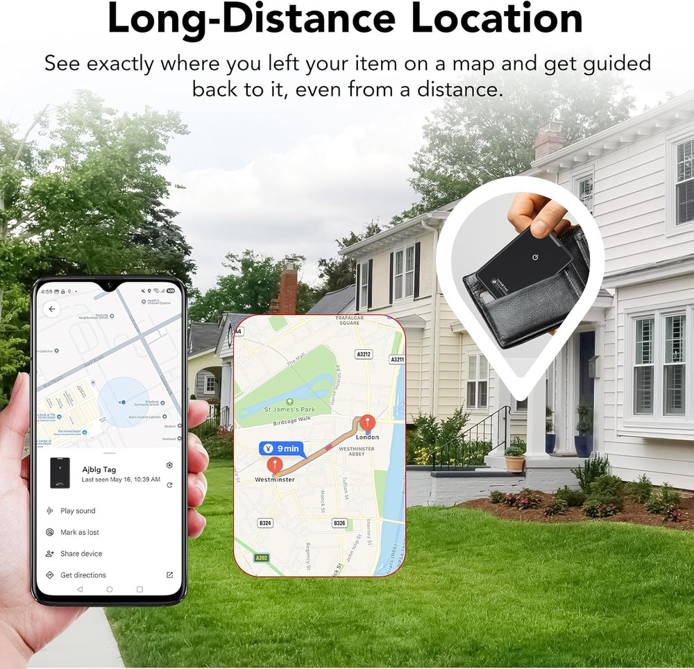 2 Pack Wallet Tracker Card for Android Bluetooth Tracker Work with Google Find H