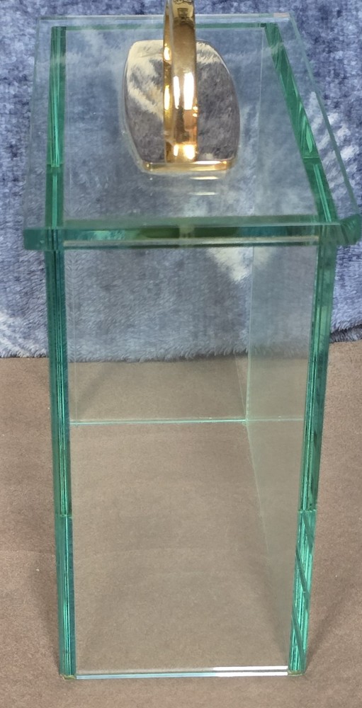 8½" Rectangular Clear Glass Display Case with Open Bottom Chipped Corner