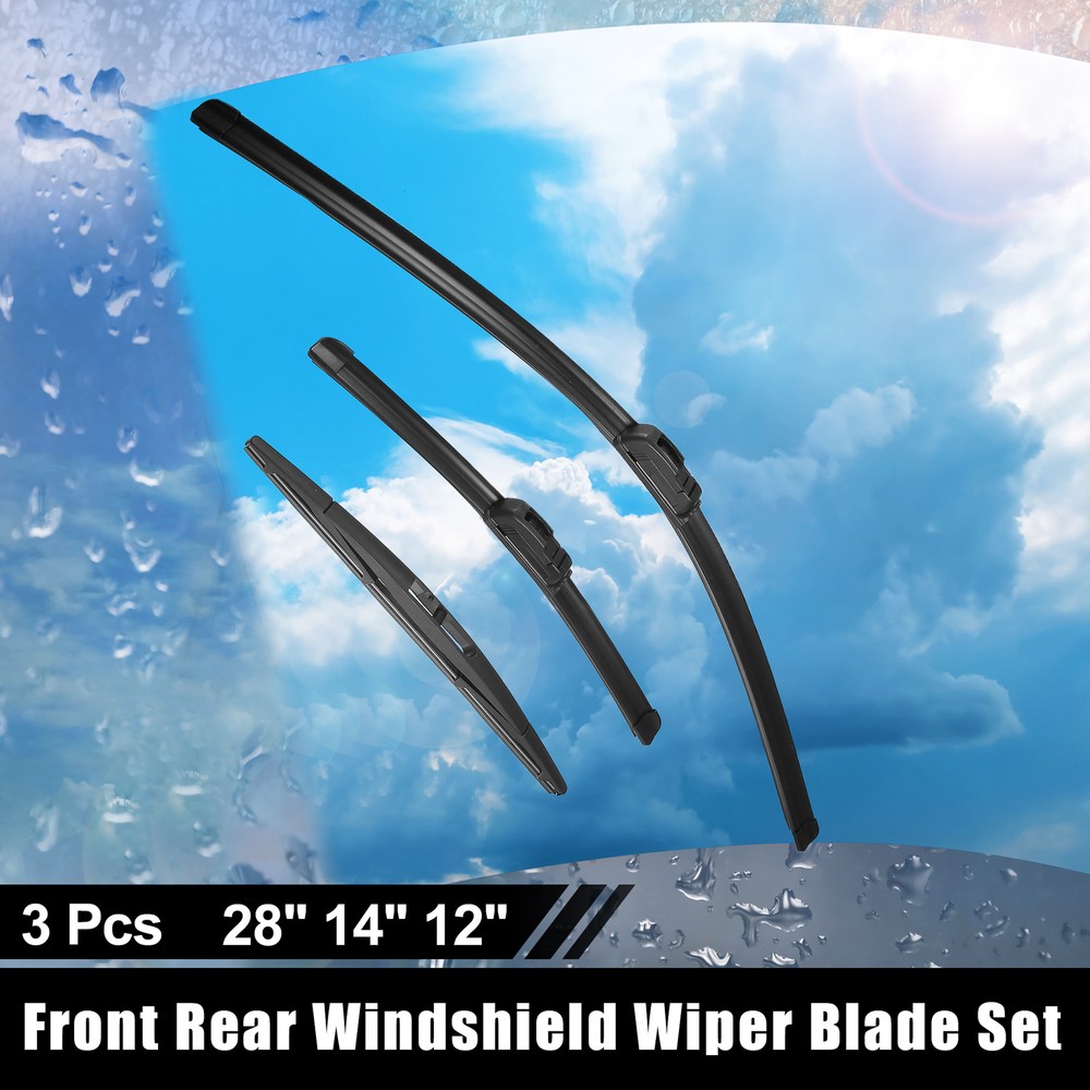 28" 14" 12" Front Rear Windshield Wiper Blade Set for Nissan Versa Note 2014-19