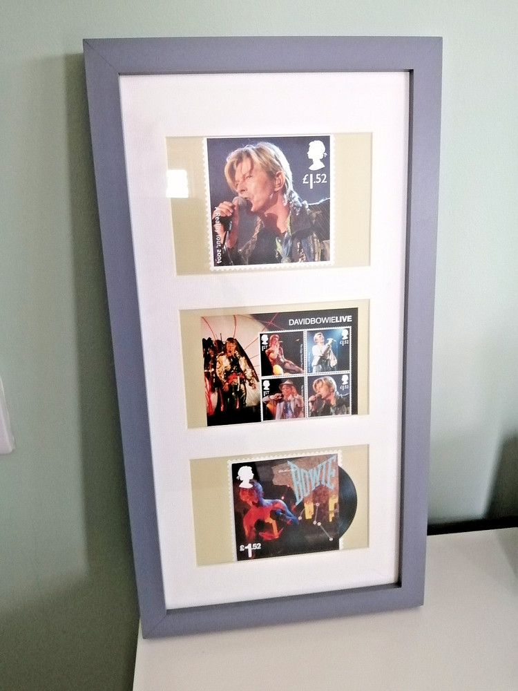 David bowie triple royal mail postcards framed