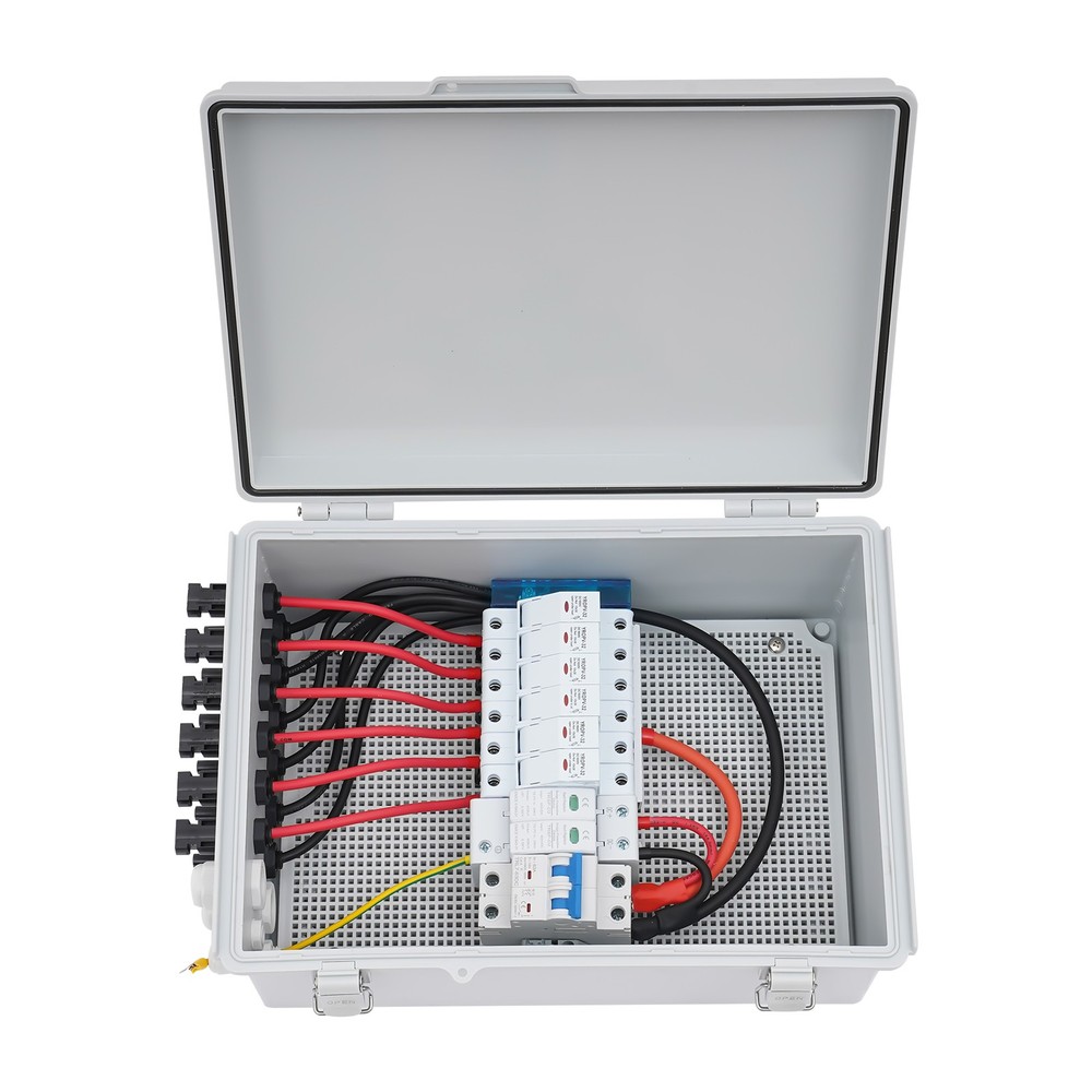 6 String Solar PV Combiner Box 15A Circuit Breaker for Solar Panel Plastic
