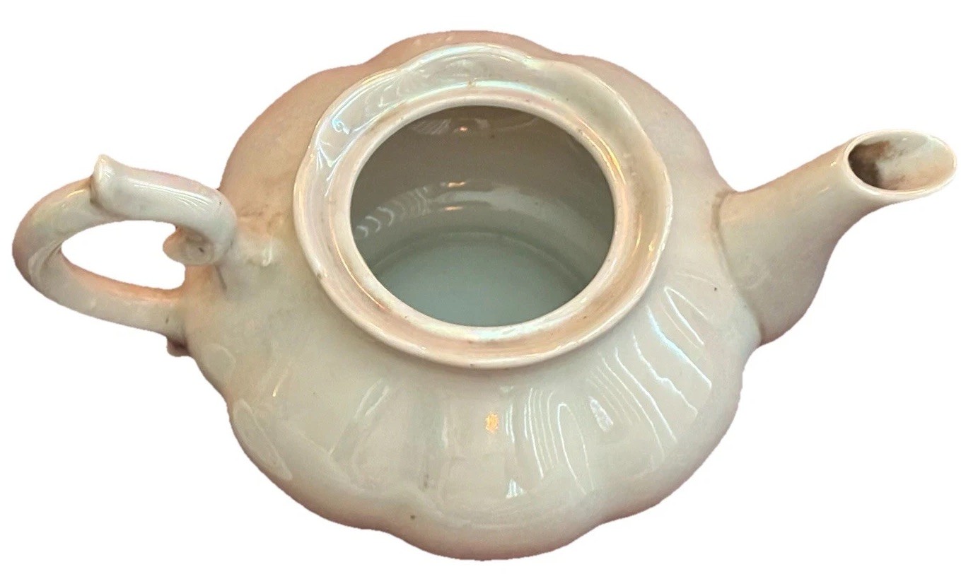 Vtg Limited Edition Saji White Iridescent Teapot Made in Japan Fancy China 5/402