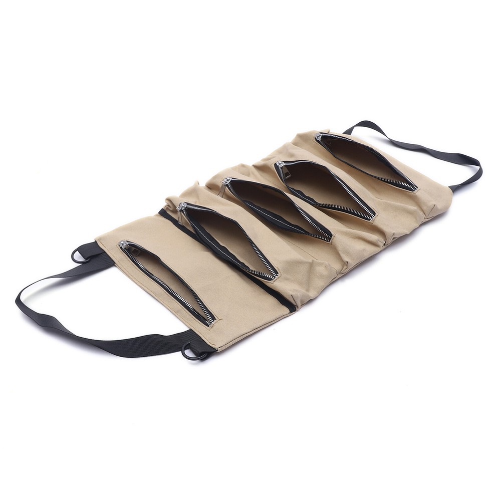Multi-Purpose Roll Up Tool Bag - Durable Canvas Organizer with Pockets