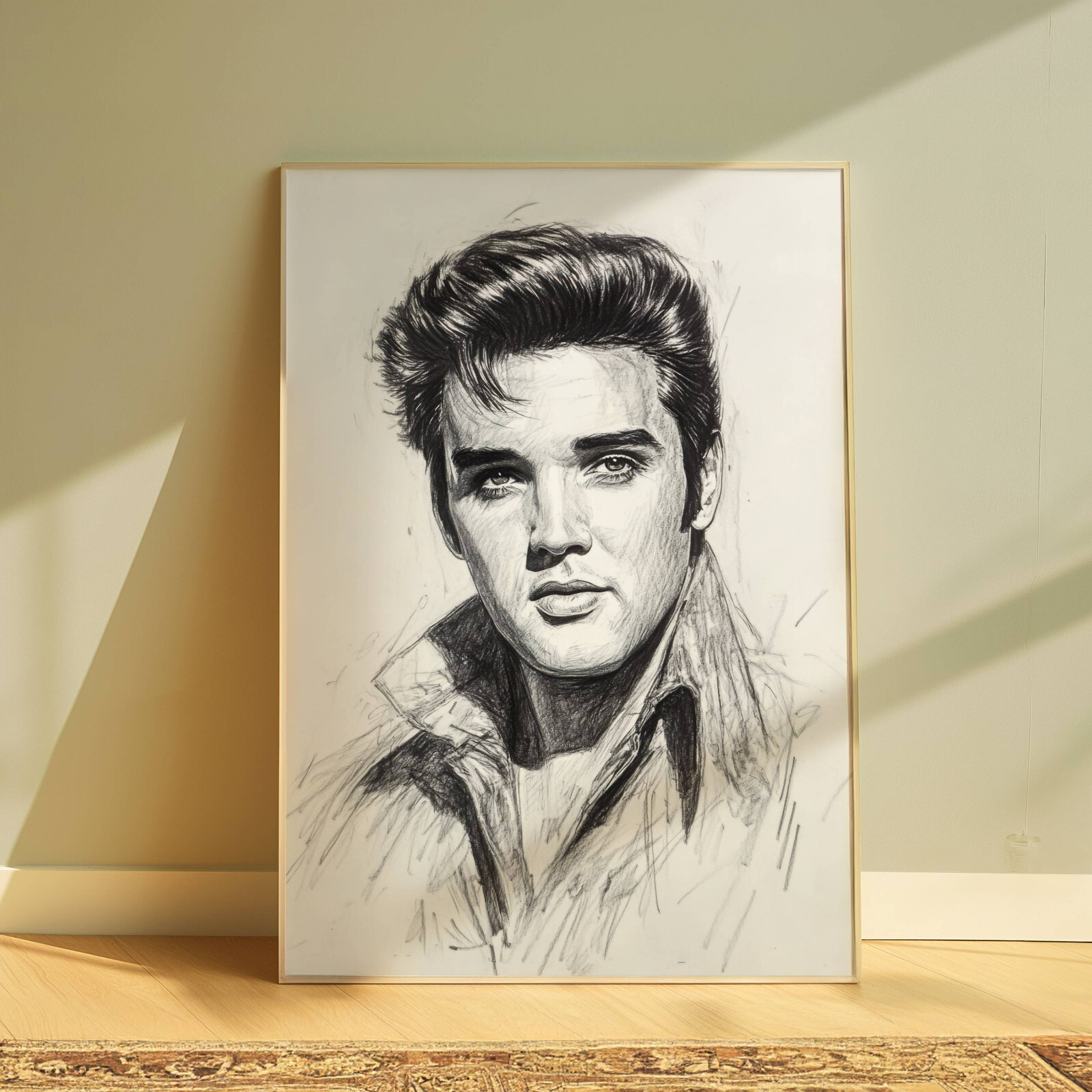 ELVIS PRESLEY DRAWING PRINT PORTRAIT SKETCH 8" x 10" ELVIS PRESLEY WALL ART
