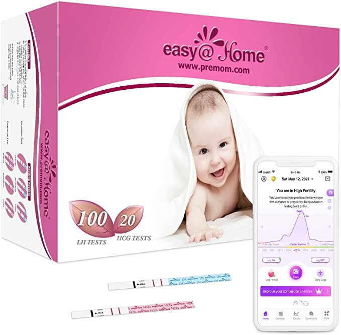 Easy@Home 100 Ovulation Test Strips + 20 Pregnancy Strips • High Sensitivity TTC