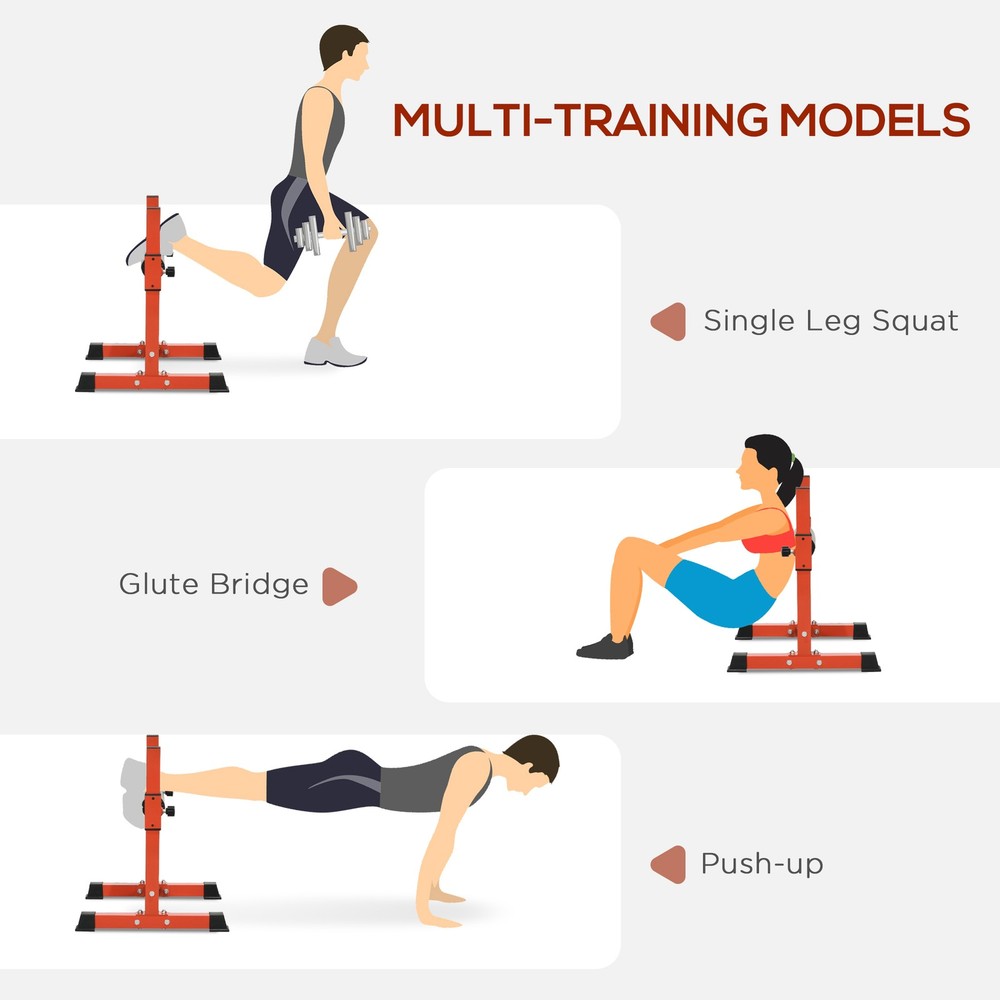 Bulgarian Split Squat Stand Adjustable Single Leg Squat Roller, Red