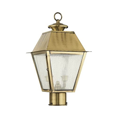2166-01 Transitional Two Light Outdoor Post Lantern from Antique Brass
