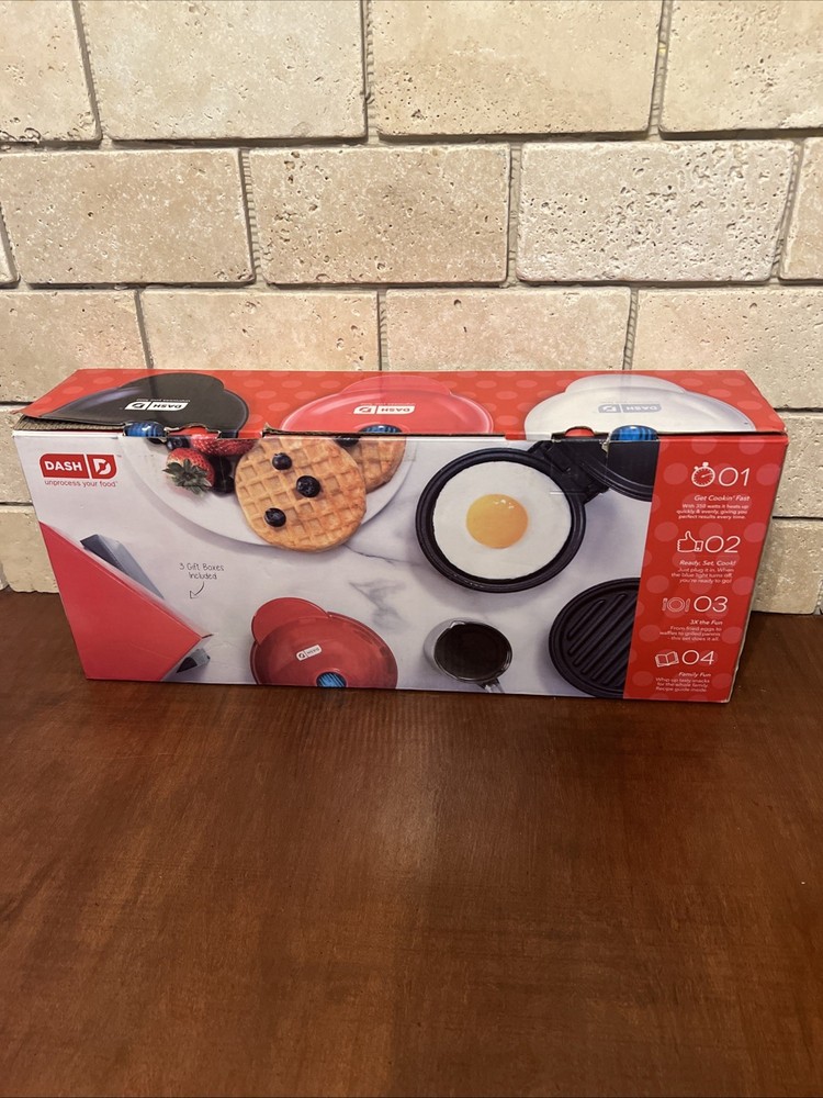 Dash Mini Maker 3-Piece Griddle, Waffle, and Grill Set ~ New