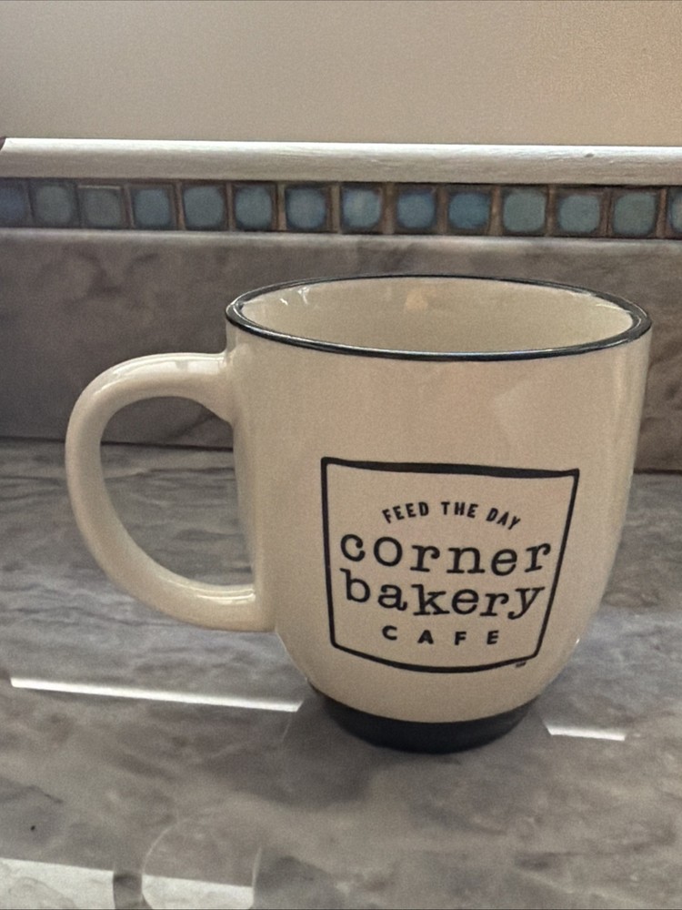 CORNER BAKERY CAFE Tea Coffee Mug Cup Off White Black Restaurant Ware Ceramic