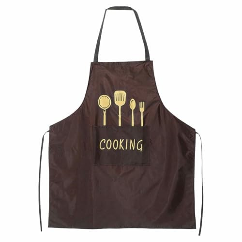 Bib Apron Unisex Kitchen Cooking Aprons Non-Adjustable Machine 1 Coffee