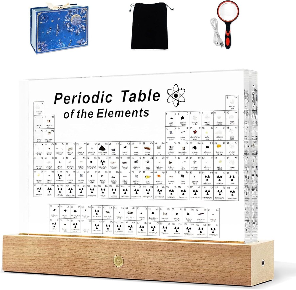 Large Periodic Table of Elements with Real Elements Samples, 8.3 Inch Acrylic...