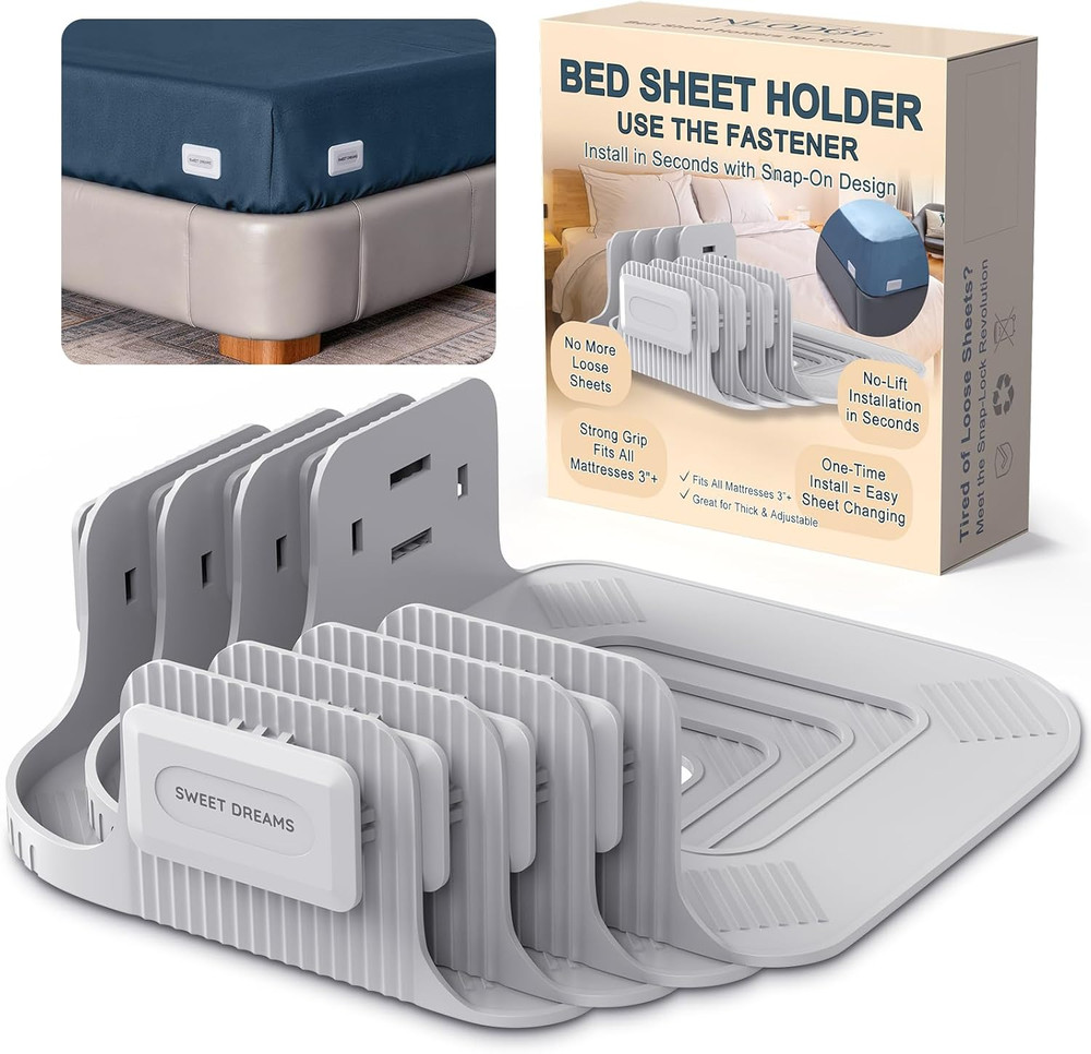 Corner Sheet Holders - Snap-Lock for Fitted Sheets, Set of 4