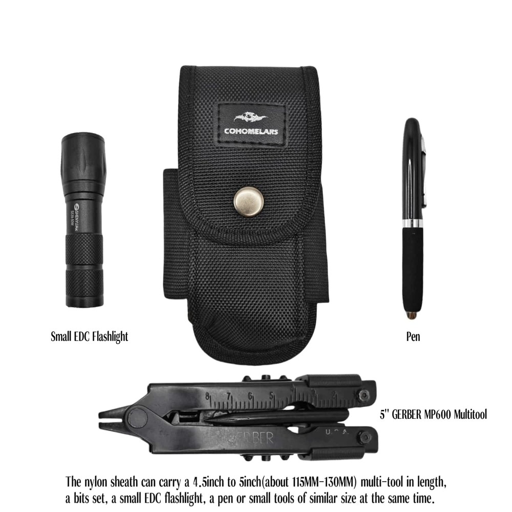 Multitool Nylon Sheath for 4.5'' to 5'' Multitool- Horizontally Large, Black