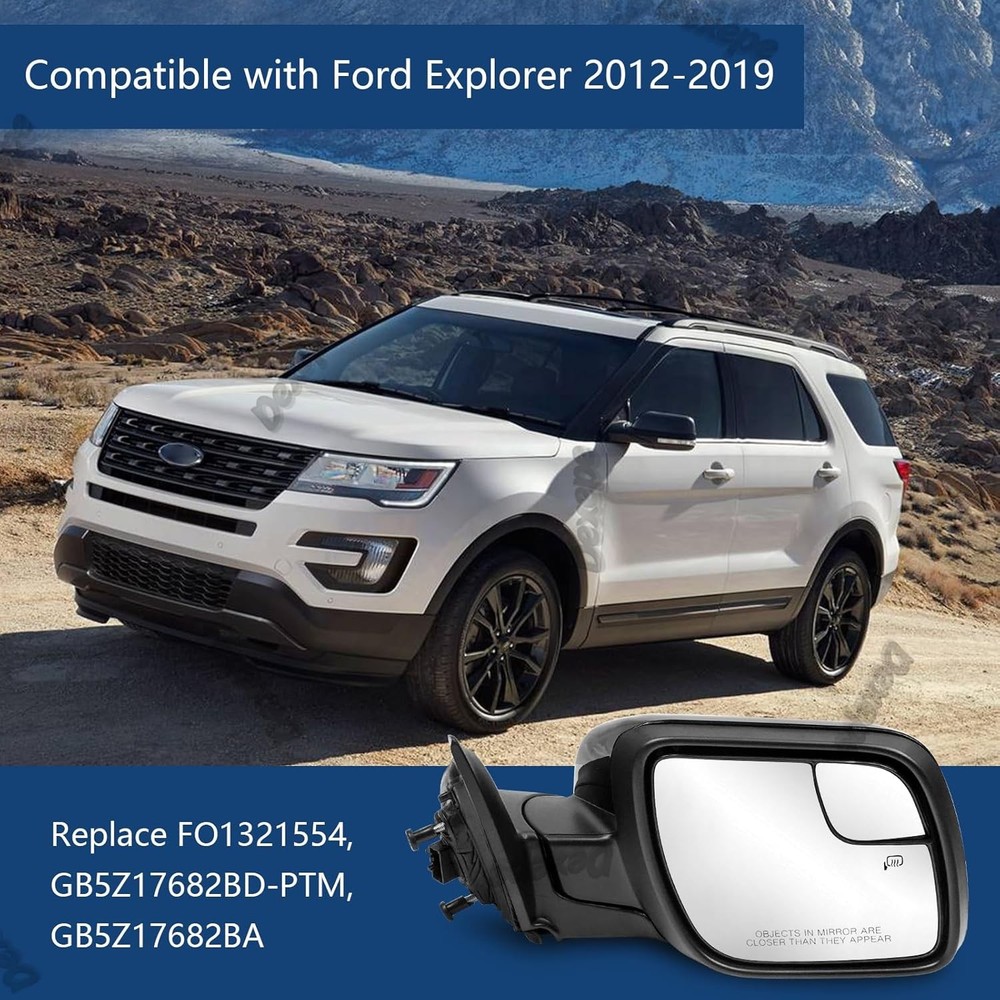 Passenger Side Mirror Assembly Compatible with Ford Explorer 7 Pin Right
