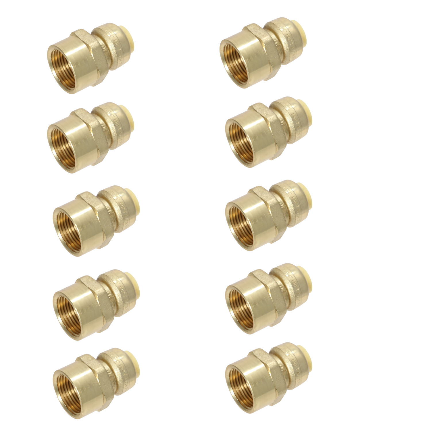 10 Pack XFITTING 1/2" Push Fit x 3/4" Female NPT Threaded Adapter, Lead Free