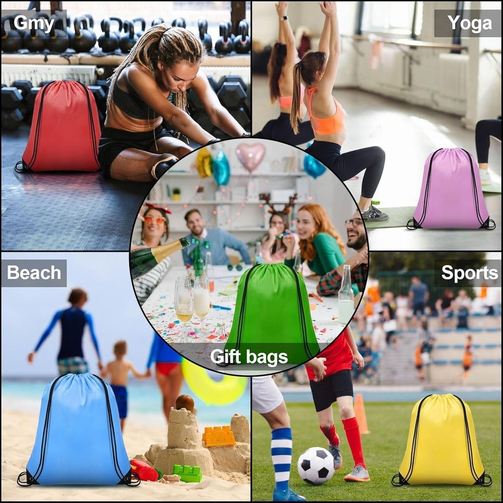 64 PCS Drawstring Bags Bulk Backpack Draw String Bag Multicolor