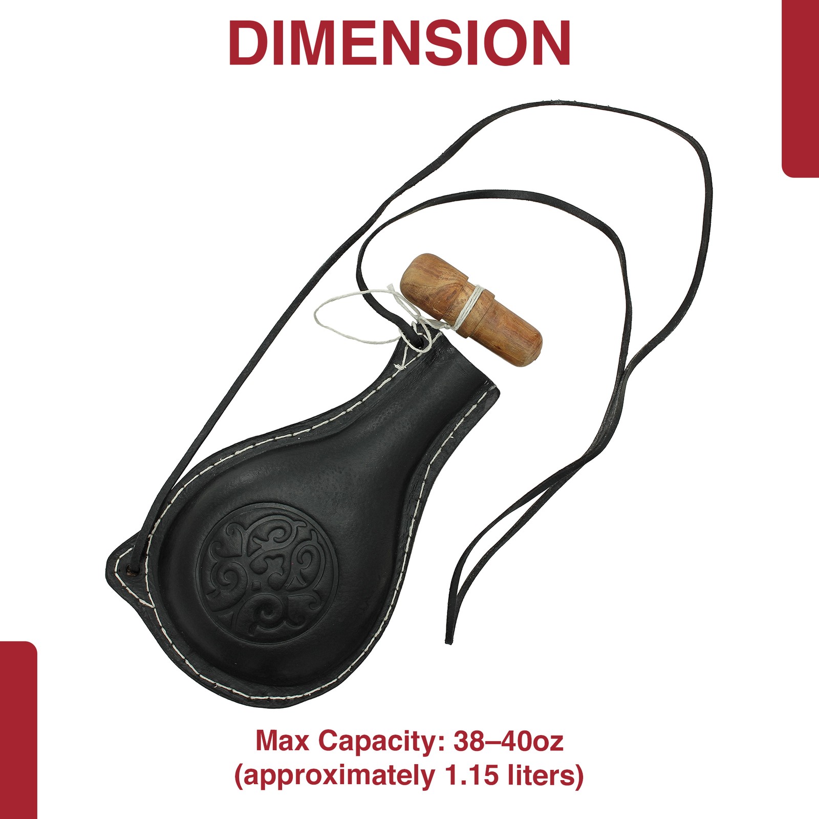 Teardrop Leather Adventure Canteen with Celtic Emblem – 40oz Historical Prop