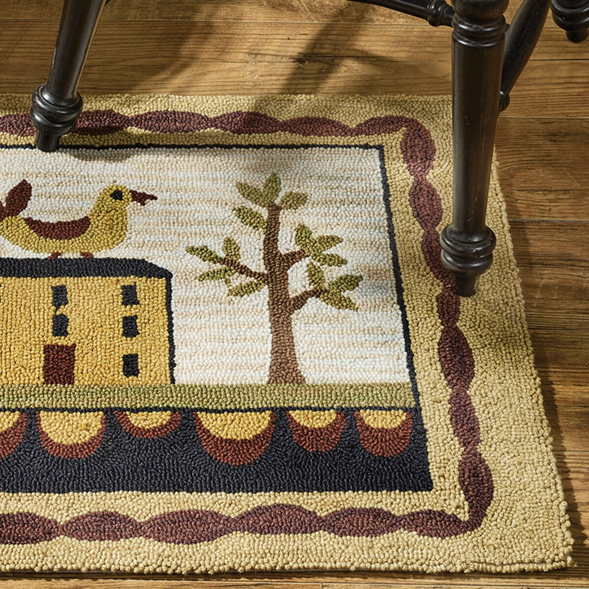Primitive Farmhouse Bless Our Home Hooked Rug 2' X 3'