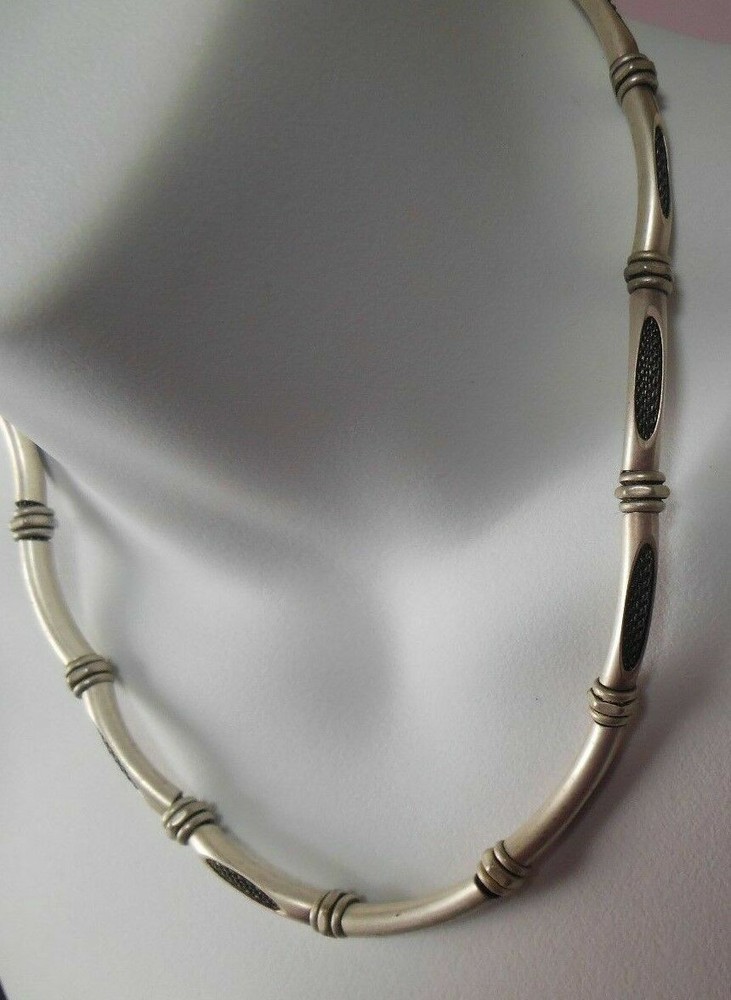 Silver-Tone Bead Choker Necklace W/ Screen/Wire Mesh Inside Each Bead