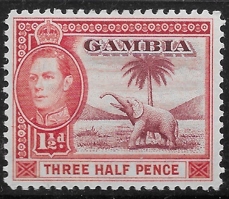 1938 GAMBIA  Sc#134  MLH OG ELEPHANT