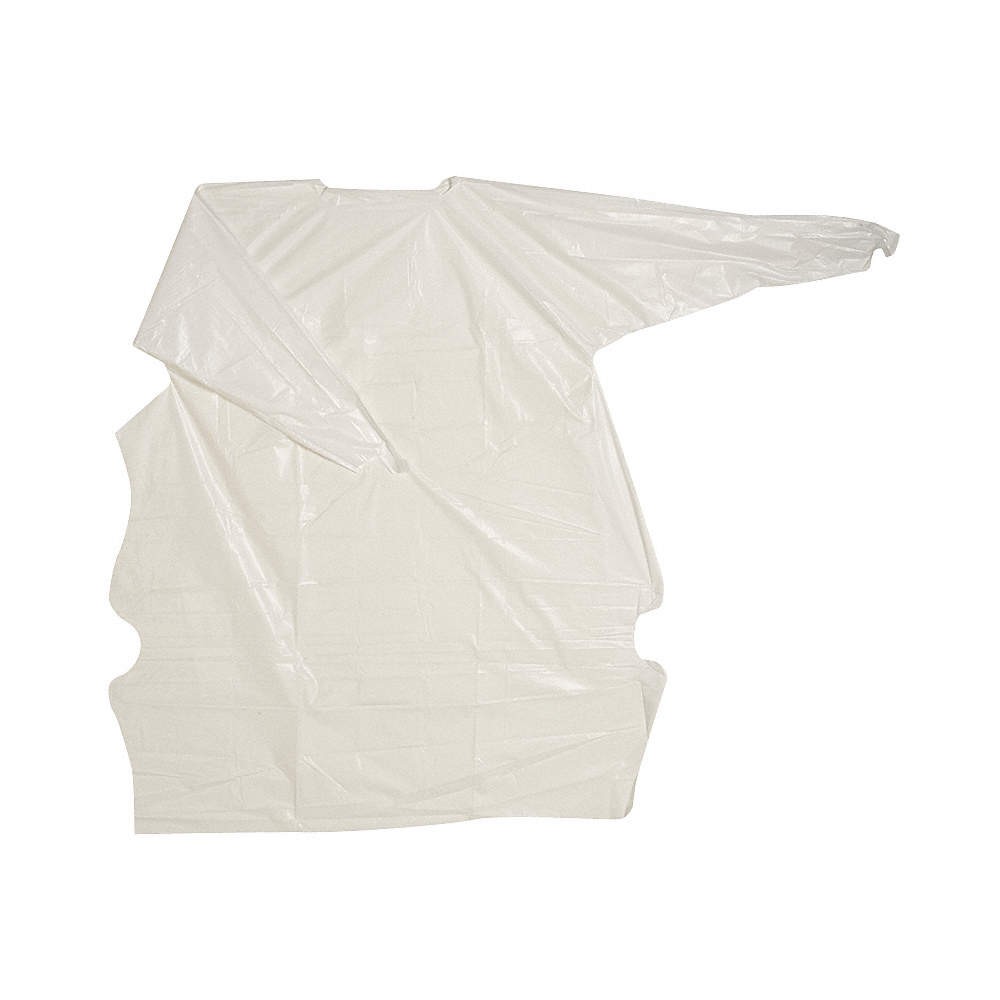 POLYCO 11502 Isolation Gown,L,White,Polyethylene,PK15 12Z610