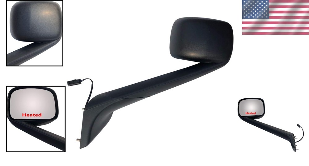Hood Mirror Left Side Black for Freightliner Cascadia 2018+ Replacement