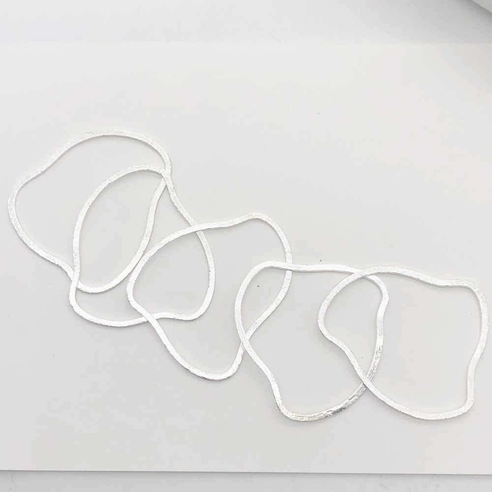 Designer 2 Brushed Sterling Silver Loop Component Pieces | 38x31x0.5mm |