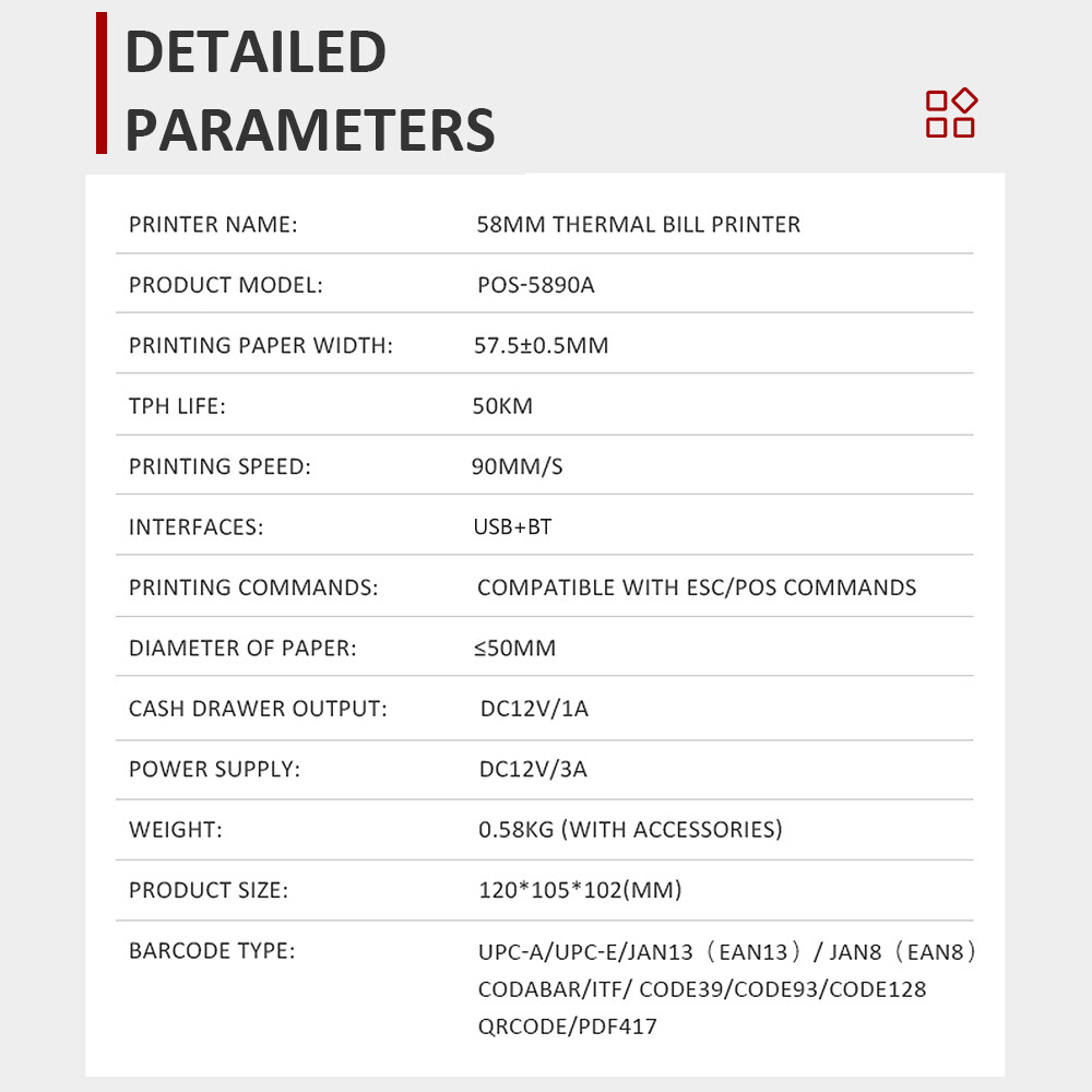 58mm Receipt Printer POS Printer USB+ Desktop Direct Thermal Printing V2D2