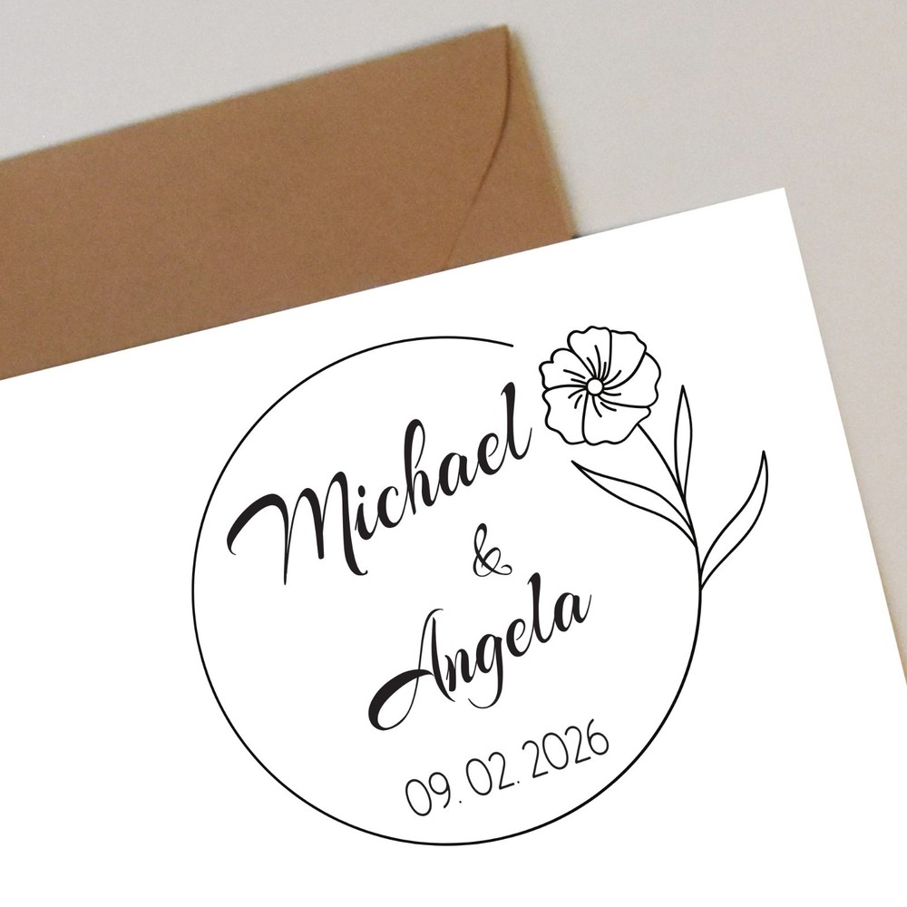 Personalized Wedding Stamp Custom Name & Date Rubber Stamp for Envelopes