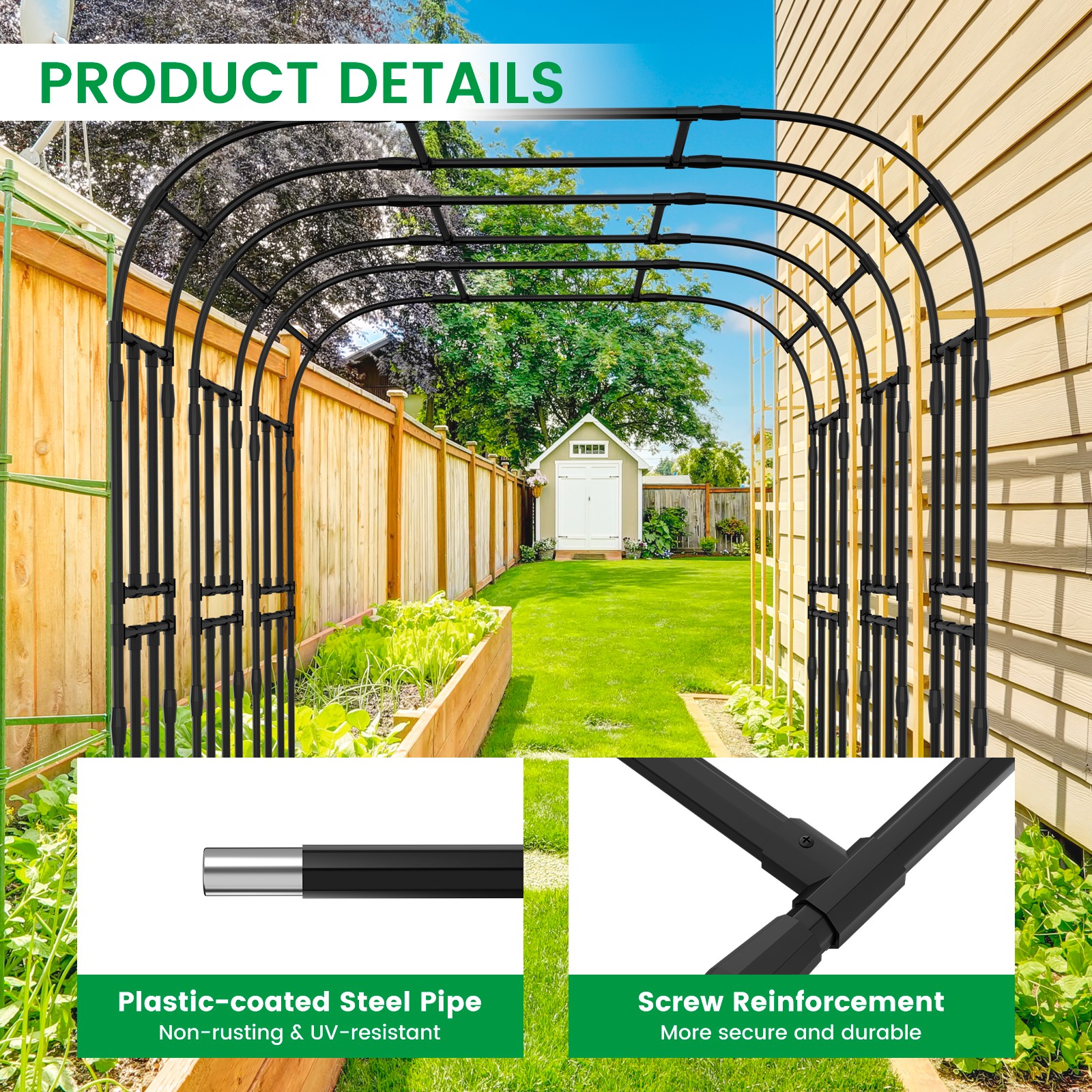 Docred Climbing Plant Trellis - Metal Garden Arch & Arbor Structure for Outdoor.