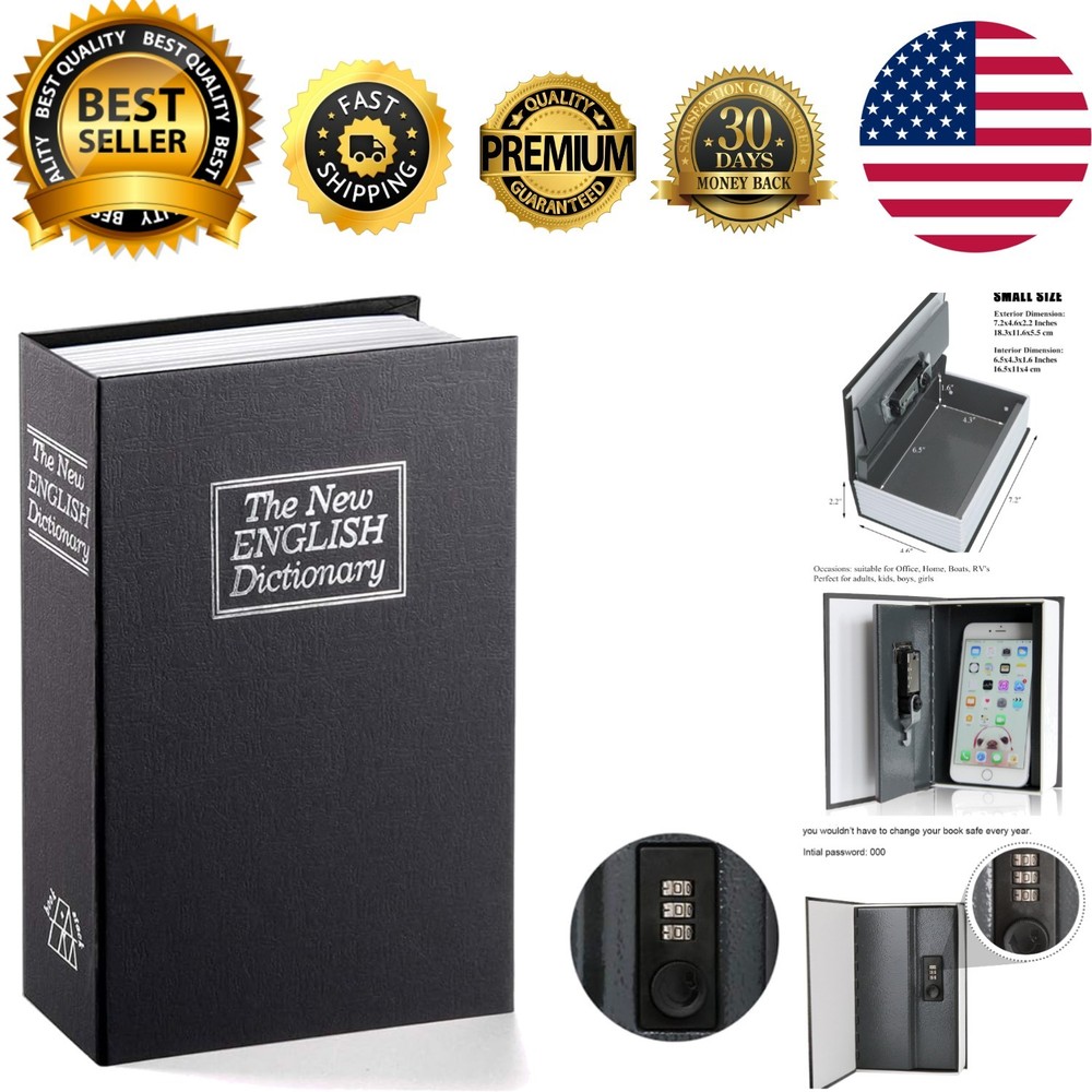 Compact Diversion Book Safe with Upgraded Combination Lock for Hidden Security