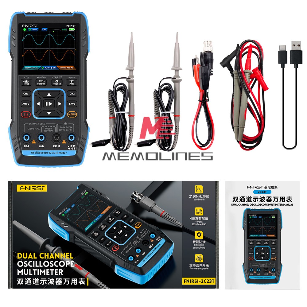 FNIRSI 2C23T 2C53T Digital Oscilloscope Multimeter Function Signal Generator