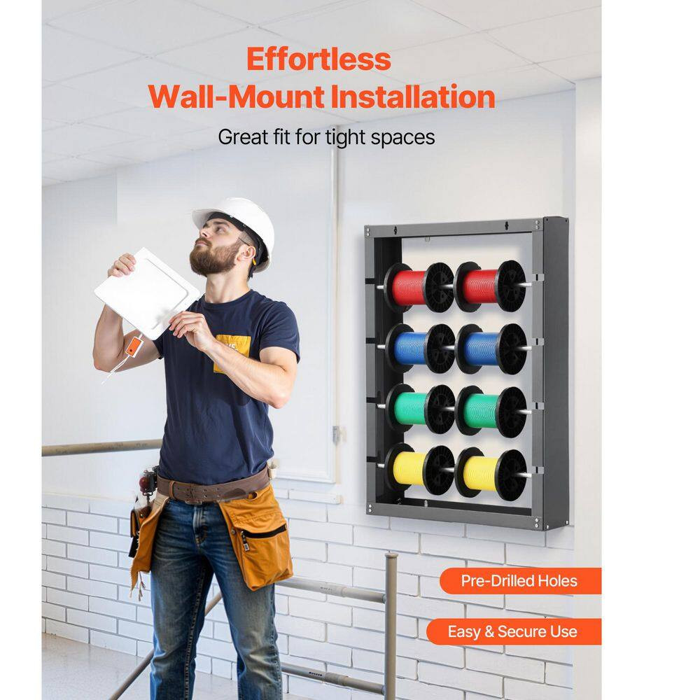 Wire Spool Rack 4-Adjustable Rods Cold-Rolled Wire Spool Holder Wall Mounted Wir