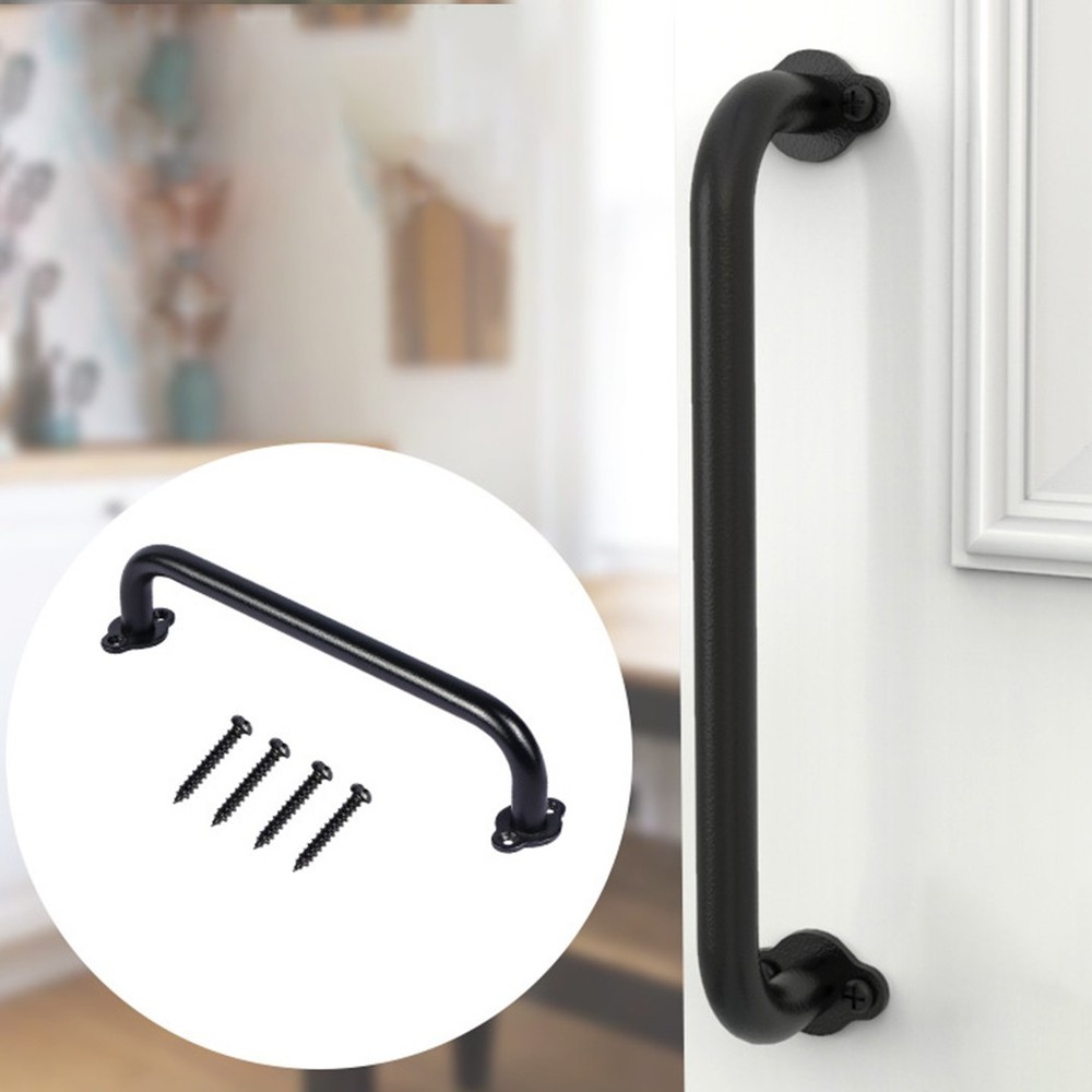 Sliding Barn Door Pull Flush Handle Gate Hardware Set Iron Matte Black