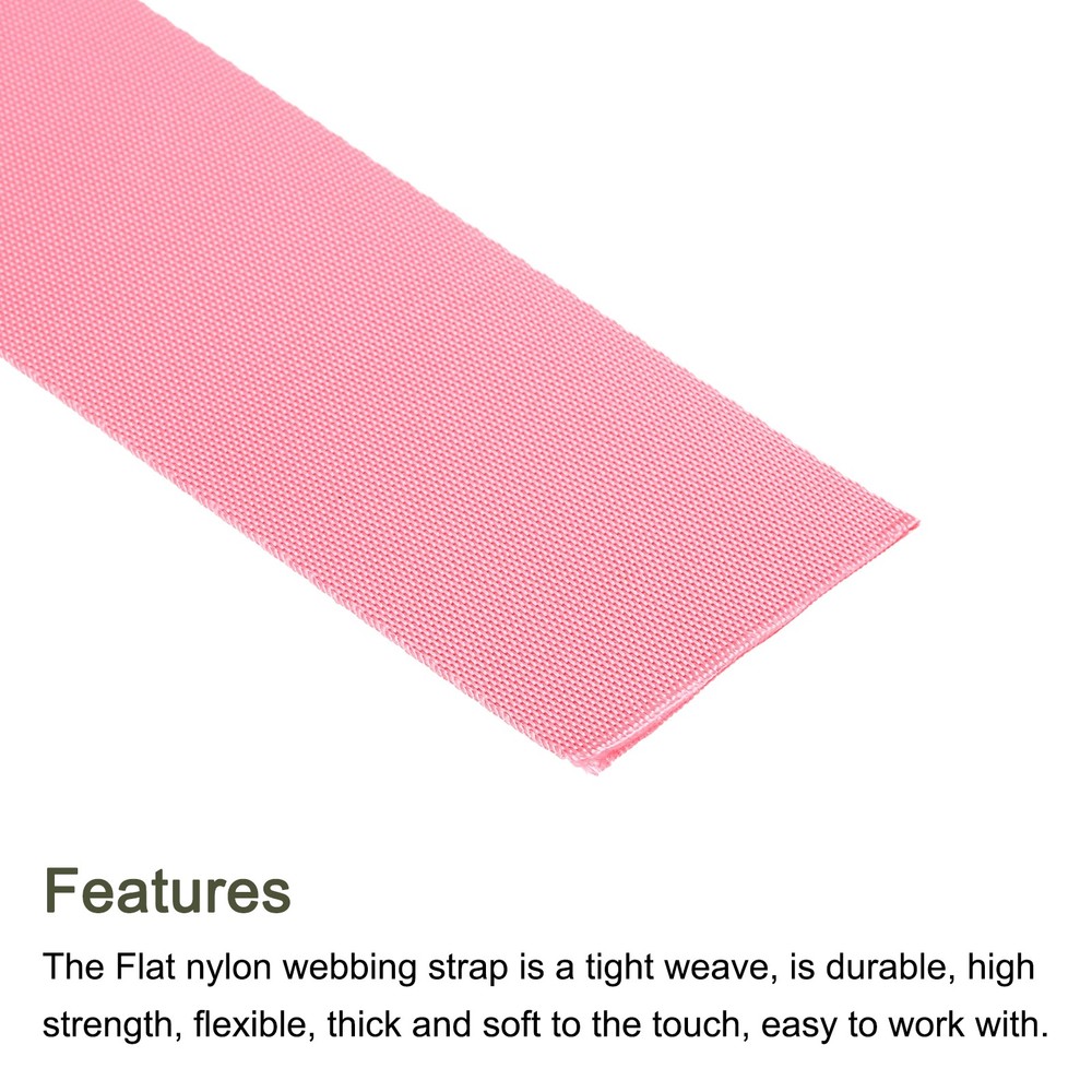 Flat Nylon Webbing Strap 2 Inch 25 Yards Cherry Pink for Backpack