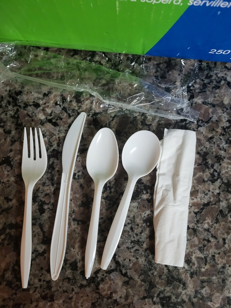Culinary 5 piece White Cutlery Sets medium weight total 250 sets individually w